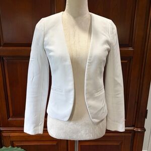 LOFT 0 petite open lined ivory blazer with button cuffs
